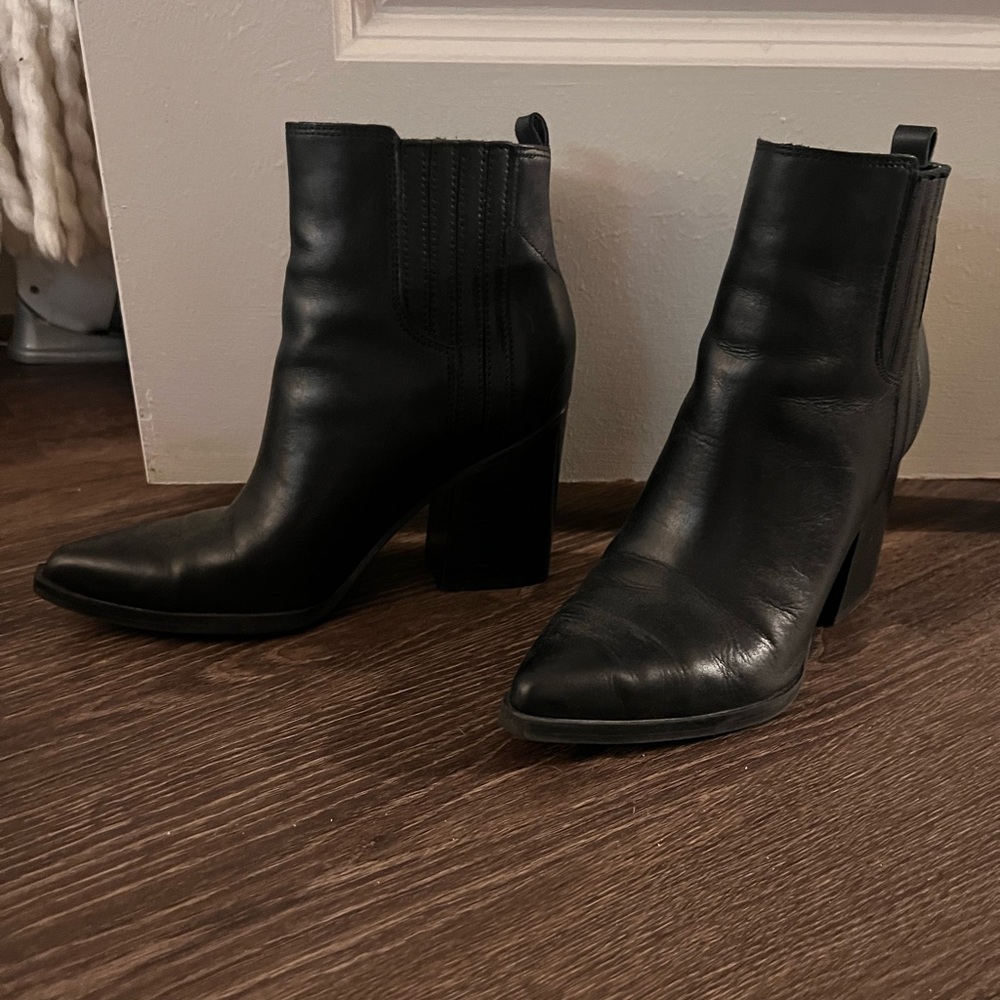 Marc Fisher black leather ankle boots